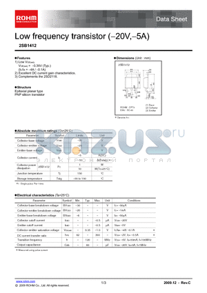 2SB1412_09 datasheet - Low frequency transistor (−20V,−5A)