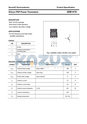 2SB1419 datasheet - Silicon PNP Power Transistors