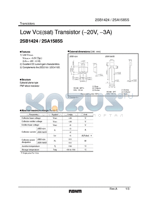 2SB1424 datasheet - Low VCE(sat) Transistor (−20V, −3A)
