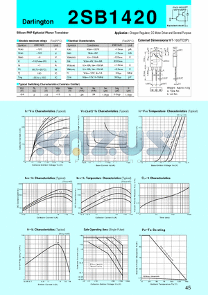 2SB1420 datasheet - Silicon PNP Epitaxial Planar Transistor(Chopper Regulator, DC Motor Driver and General Purpose)