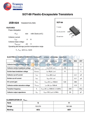 2SB1424 datasheet - Plastic-Encapsulate Transistors