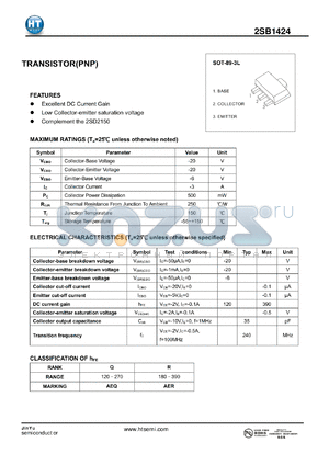 2SB1424 datasheet - TRANSISTOR(PNP)