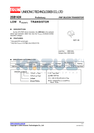 2SB1424-X-AB3-R datasheet - LOW VCE(SAT) TRANSISTOR