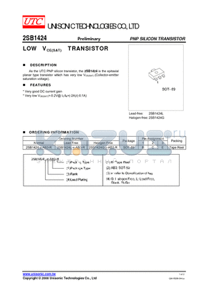 2SB1424G-X-AB3-R datasheet - LOW VCE(SAT) TRANSISTOR