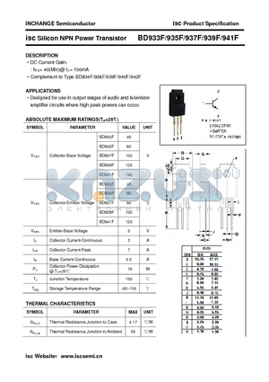 BD937F datasheet - isc Silicon NPN Power Transistor