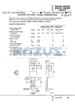 BD937F datasheet - SILICON EPITAXIAL BASE POWER TRANSISTORS