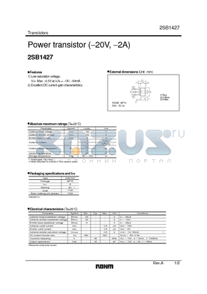 2SB1427 datasheet - Power transistor (−20V, −2A)