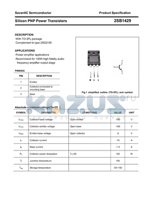 2SB1429 datasheet - Silicon PNP Power Transistors