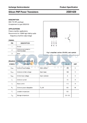 2SB1429 datasheet - Silicon PNP Power Transistors