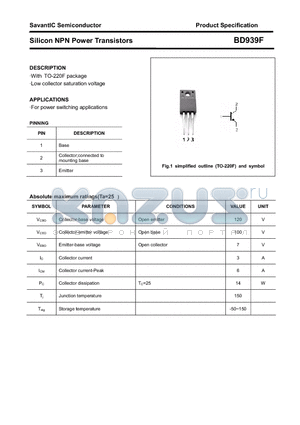 BD939F datasheet - Silicon NPN Power Transistors