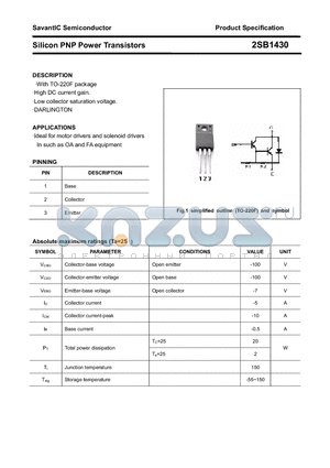 2SB1430 datasheet - Silicon PNP Power Transistors