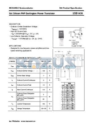 2SB1430 datasheet - isc Silicon PNP Darlington Power Transistor