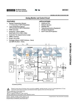 AMC6821SDBQR datasheet - Analog Monitor and Control Circuit