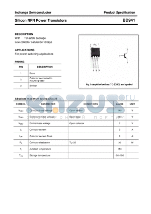 BD941 datasheet - Silicon NPN Power Transistors