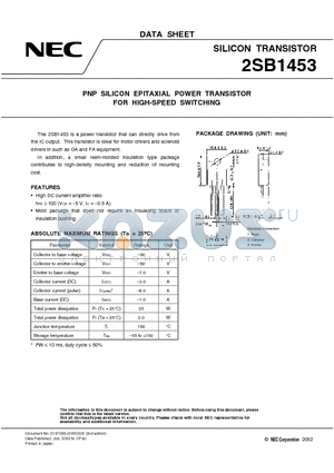 2SB1453 datasheet - PNP SILICON EPITAXIAL POWER TRANSISTOR FOR HIGH-SPEED SWITCHING