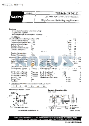 2SB1454 datasheet - High-Current Switching Applications