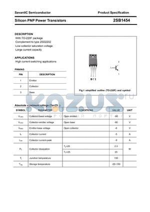 2SB1454 datasheet - Silicon PNP Power Transistors