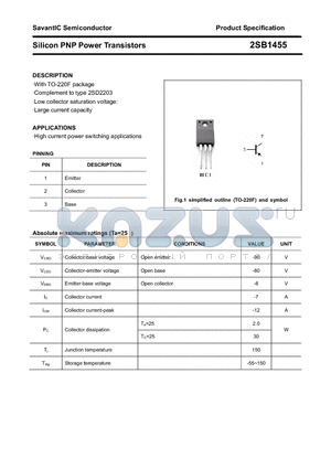 2SB1455 datasheet - Silicon PNP Power Transistors