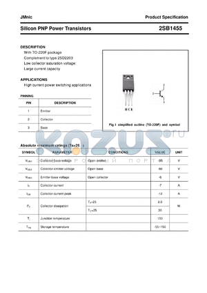 2SB1455 datasheet - Silicon PNP Power Transistors