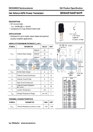 BD943F datasheet - isc Silicon NPN Power Transistor