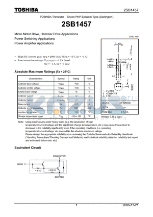 2SB1457_06 datasheet - Silicon PNP Epitaxial Type (Darlington)