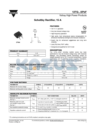 12TQ035S datasheet - Schottky Rectifier, 15 A