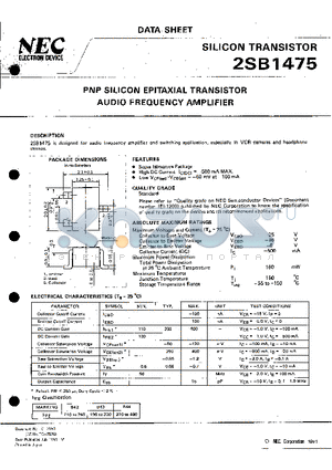 2SB1475 datasheet - PNP SILICON EPITAXIAL TRANSISTOR AUDIO FREQUENCY AMPLIFIER