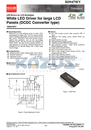 BD9479FV-XX datasheet - White LED Driver for large LCD Panels (DCDC Converter type)