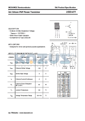 2SB1477 datasheet - isc Silicon PNP Power Transistor