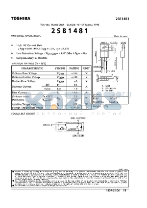 2SB1481 datasheet - TRANSISTOR (SWITCHING APPLICATIONS)