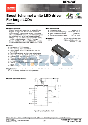 BD9488FXX datasheet - Boost 1channel white LED driver For large LCDs