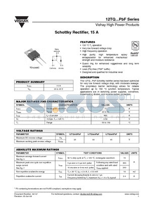 12TQ040 datasheet - Schottky Rectifier, 15 A