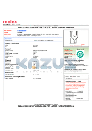 C-117-10T datasheet - Krimptite Flanged Spade Tongue Terminal for 10-12 AWG Wire, Stud Size 10Length 19.56mm (.7.70