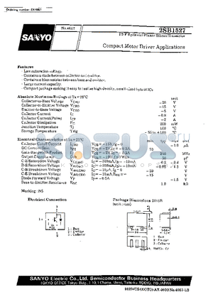 2SB1527 datasheet - Compact Motor Driver Applications