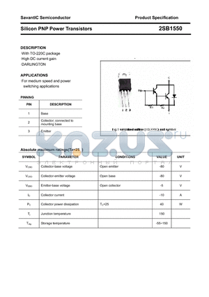 2SB1550 datasheet - Silicon PNP Power Transistors