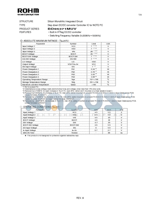 BD95371MUV datasheet - Silicon Monolithic Integrated Circuit