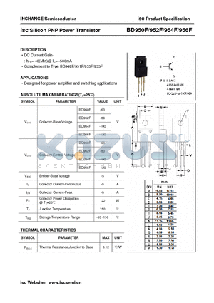 BD954F datasheet - isc Silicon PNP Power Transistor