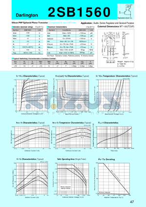 2SB1560 datasheet - Silicon PNP Epitaxial Planar Transistor(Audio, Series Regulator and General Purpose)