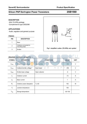 2SB1560 datasheet - Silicon PNP Darlington Power Transistors
