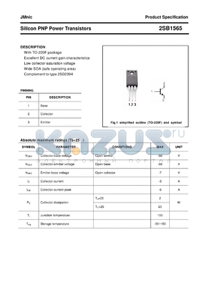 2SB1565 datasheet - Silicon PNP Power Transistors
