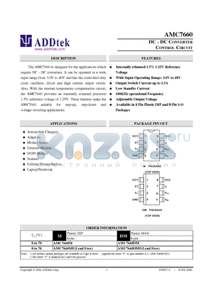 AMC7660 datasheet - DC - DC CONVERTER CONTROL CIRCUIT