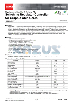 BD9560MUV_09 datasheet - Switching Regulator Controller for Graphic Chip Cores