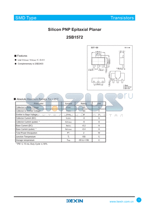 2SB1572 datasheet - Silicon PNP Epitaxial Planar