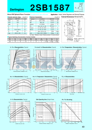 2SB1587 datasheet - Silicon PNP Epitaxial Planar Transistor(Audio, Series Regulator and General Purpose)