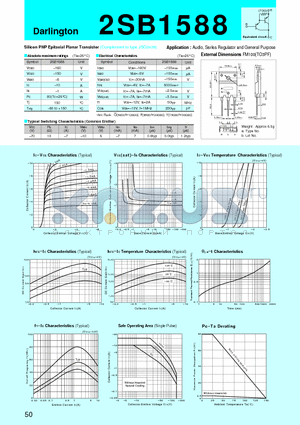 2SB1588 datasheet - Silicon PNP Epitaxial Planar Transistor(Audio, Series Regulator and General Purpose)