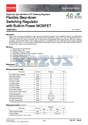 BD9673EFJ datasheet - Flexible Step-down Switching Regulator with Built-in Power MOSFET