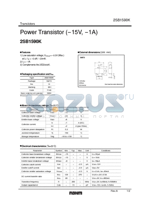 2SB1590K datasheet - Power Transistor (-15V, -1A)