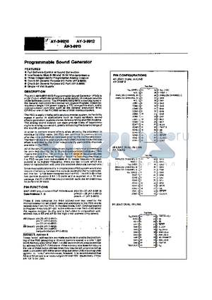 AY3-8910 datasheet - PROGRAMMABLE SOUND GENERATOR