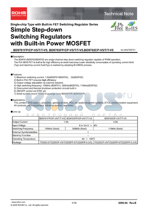 BD9701FP datasheet - Simple Step-down Switching Regulators with Built-in Power MOSFET