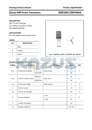 2SB1604A datasheet - Silicon PNP Power Transistors